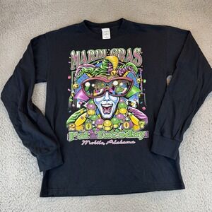 Mardi Gras Graphics Black Gildan Long sleeve shirt Fat Tuesday Mobile Alabama M